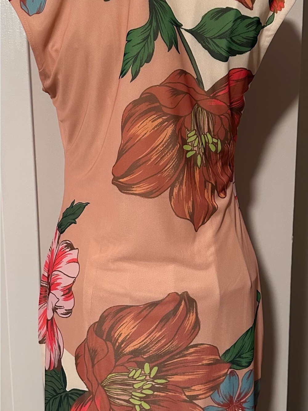 AFRM Peach Floral Cap-Sleeve Shift Dress - Picture 3 of 4
